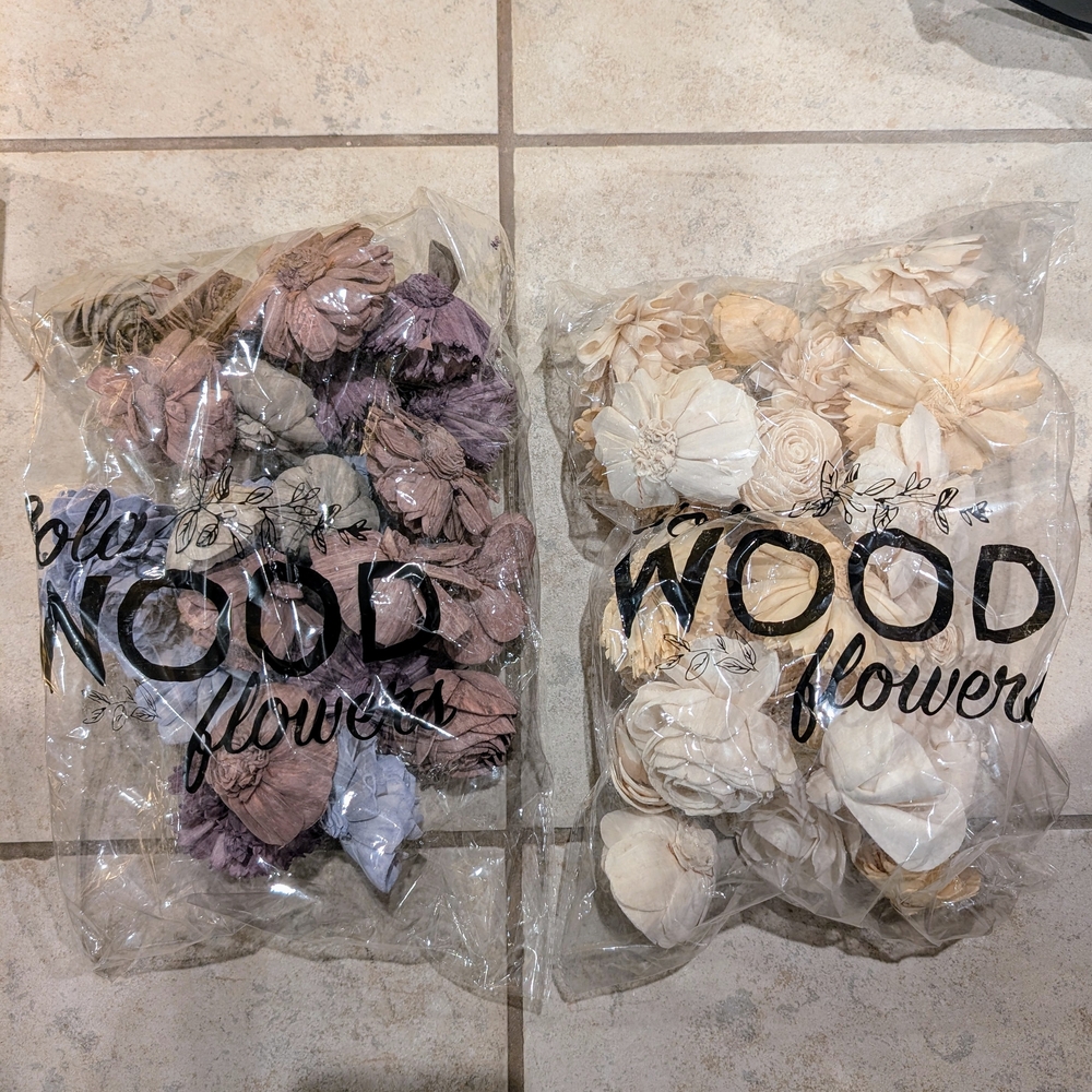 Wood Flower Assortment - Purple and Cream